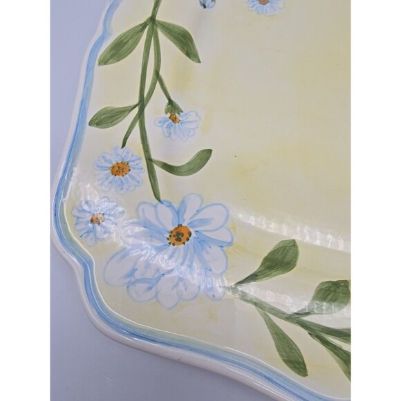 Block 2001 Daisy Chain 10.5" Dinner Plate Yellow & Light Blue with White Daises - Picture 8 of 8